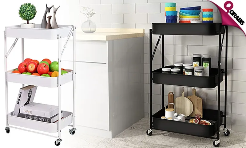 3-Tier Foldable Rolling Cart!